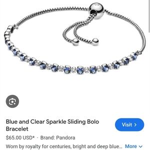 Pandora Silver Bracelet with Blue and Clear Stones